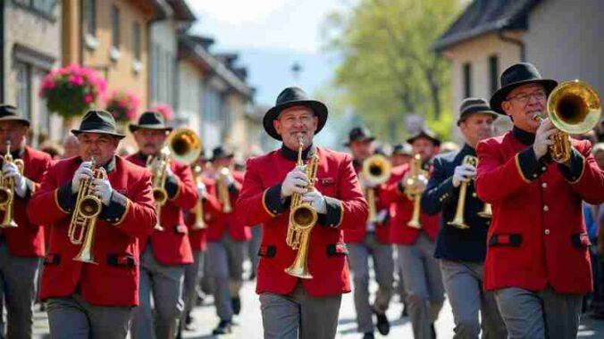 32 brass bands celebrate music and togetherness in Hirschbach, Concept art for illustrative purpose, tags: blaskapellen - Monok